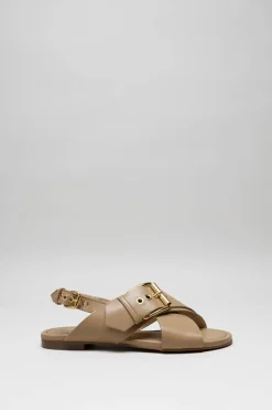Agl - Donkerbeige Sandaal plat