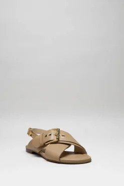 Agl - Donkerbeige Sandaal plat