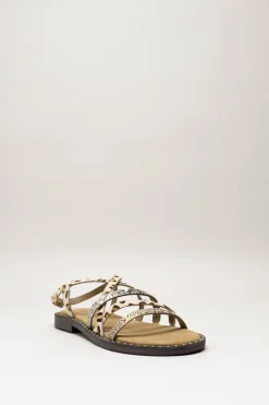 Lazamani - Beige Sandaal plat