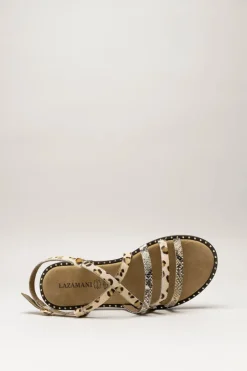 Lazamani - Beige Sandaal plat