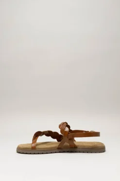 Lazamani - Cognac Sandaal plat