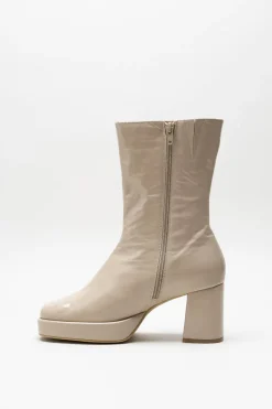 Miz Mooz - Beige Enkellaars hak