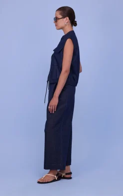 Nathalie Vleeschouwer - Blauw Vest mouwloos