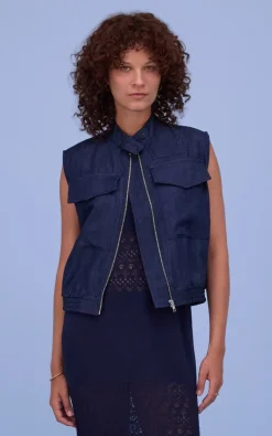 Nathalie Vleeschouwer - Blauw Vest mouwloos