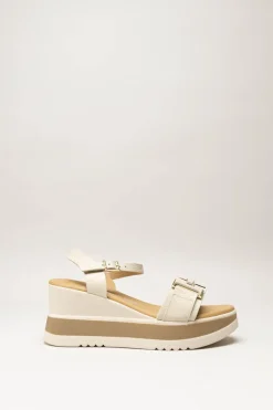 Oh My Sandals - Lichtbeige Sandaal sleehak