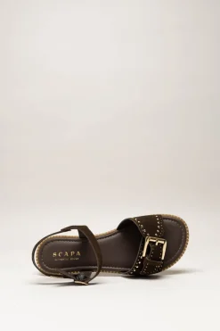 Scapa - Donkerbruin Sandaal plat