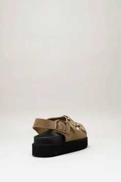 Scholl - Bruin Sandaal plat
