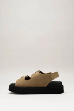 Scholl - Bruin Sandaal plat