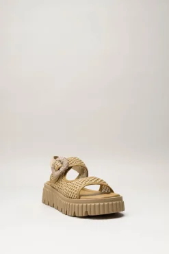 Softwaves - Beige Sandaal plat