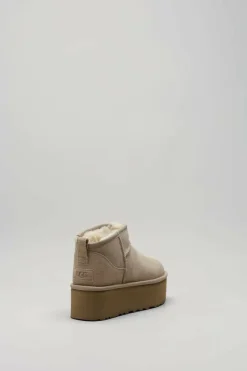 Ugg - Beige Enkellaars plat