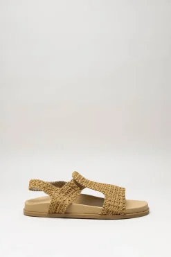 Valentina - Camel Sandaal plat